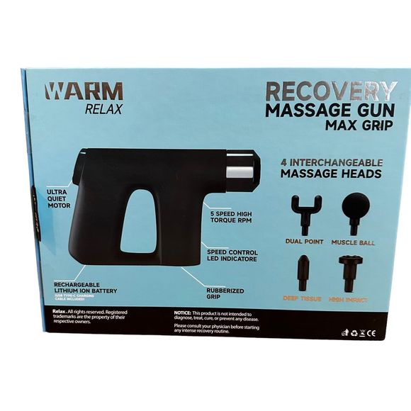 Warm Relax Recovery Massage Gun Max Grip New in Box - Picture 2 of 7